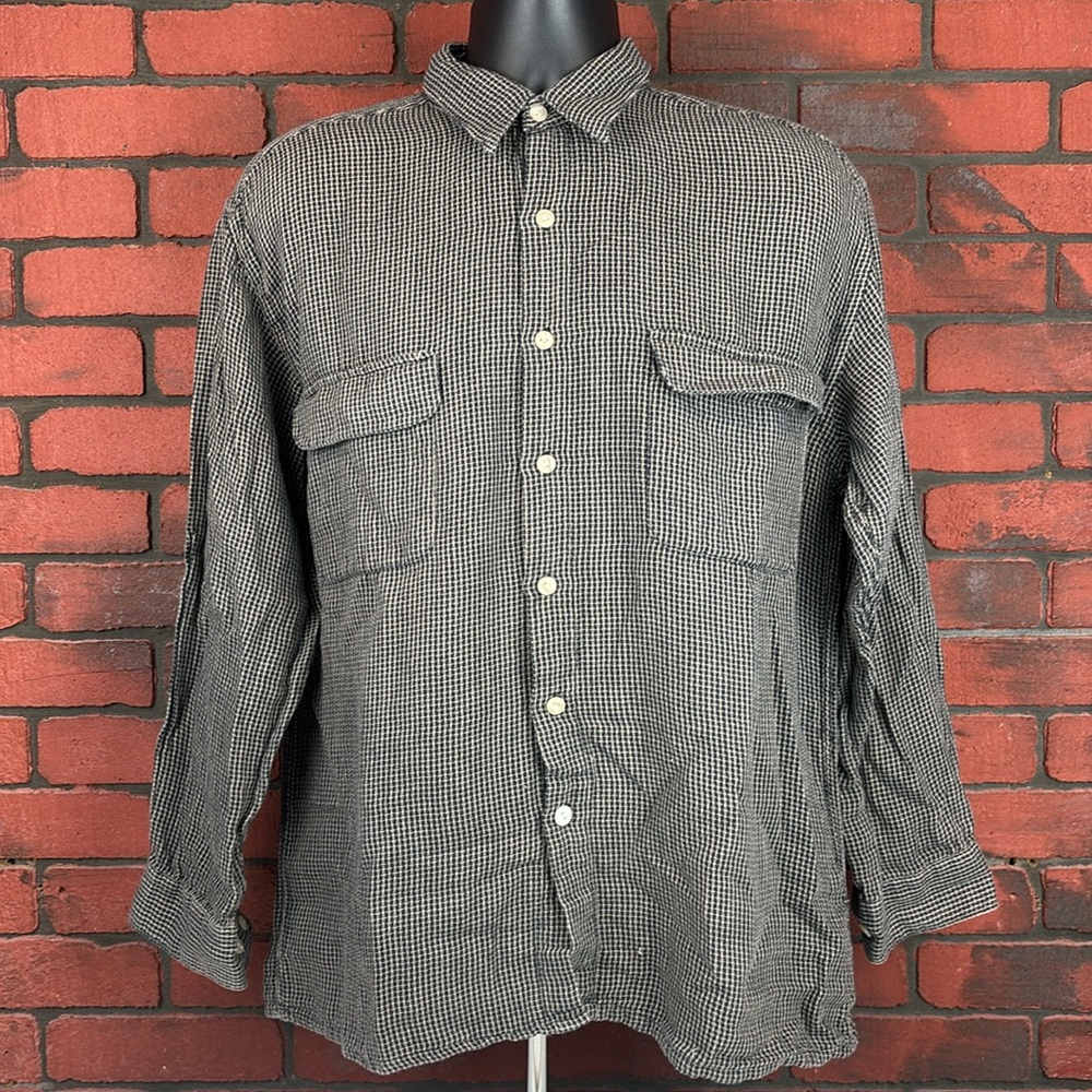 Burma Bibas Men's Large‎ Classic Flannel Checkered Button-Down Shirt – Casual